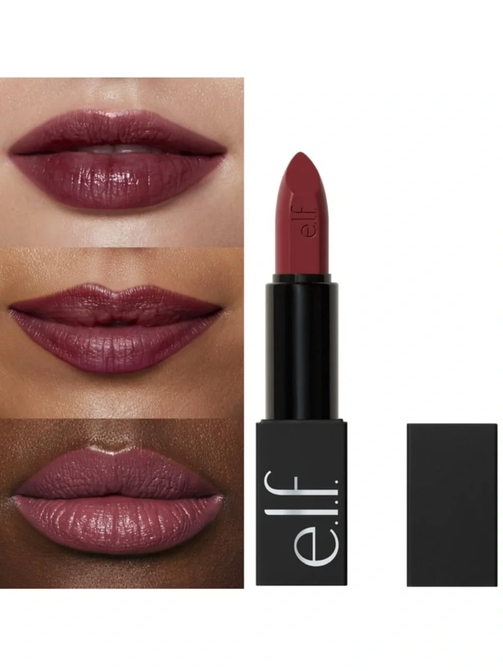 e.l.f. O Face Satin Lipstick 0.13 oz Luxury Long Lasting Lip Color “Shameless